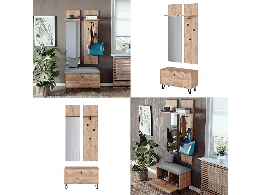 Ensemble vestiaire chêne de force doré 36x21.6x135 siri