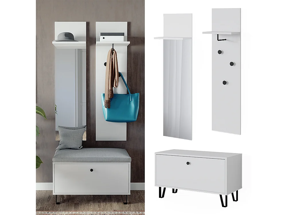 Ensemble vestiaire blanc 36x21.6x135 siri