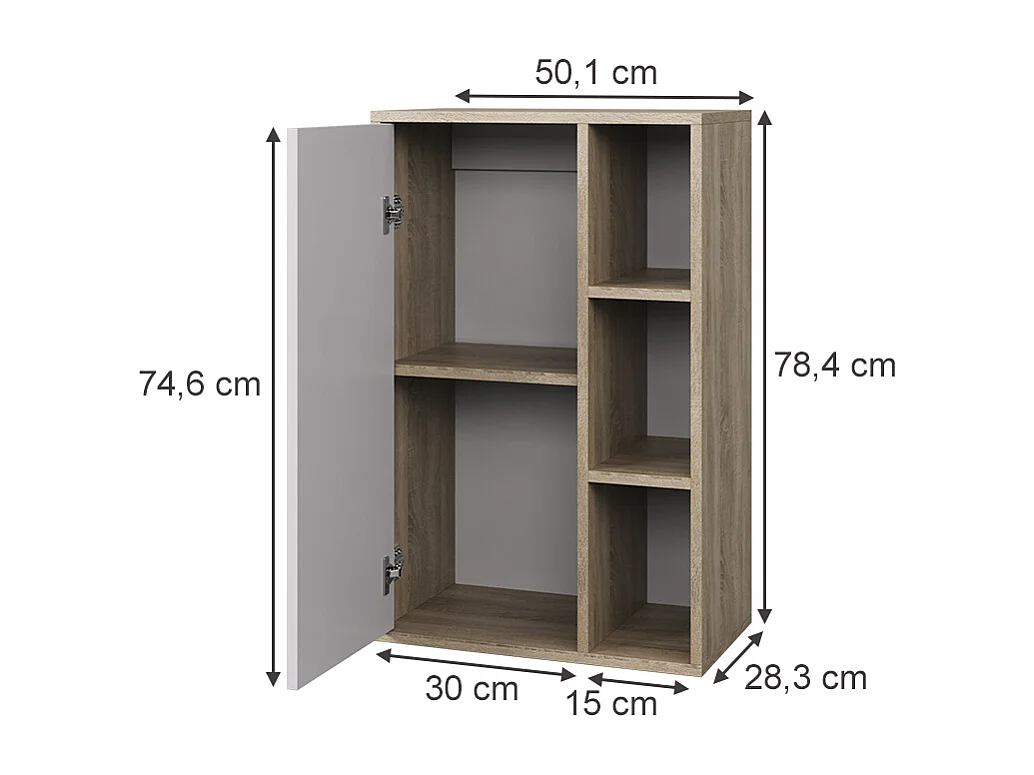 Etagère sonoma/blanc 50.1x28.3x78.4 berno