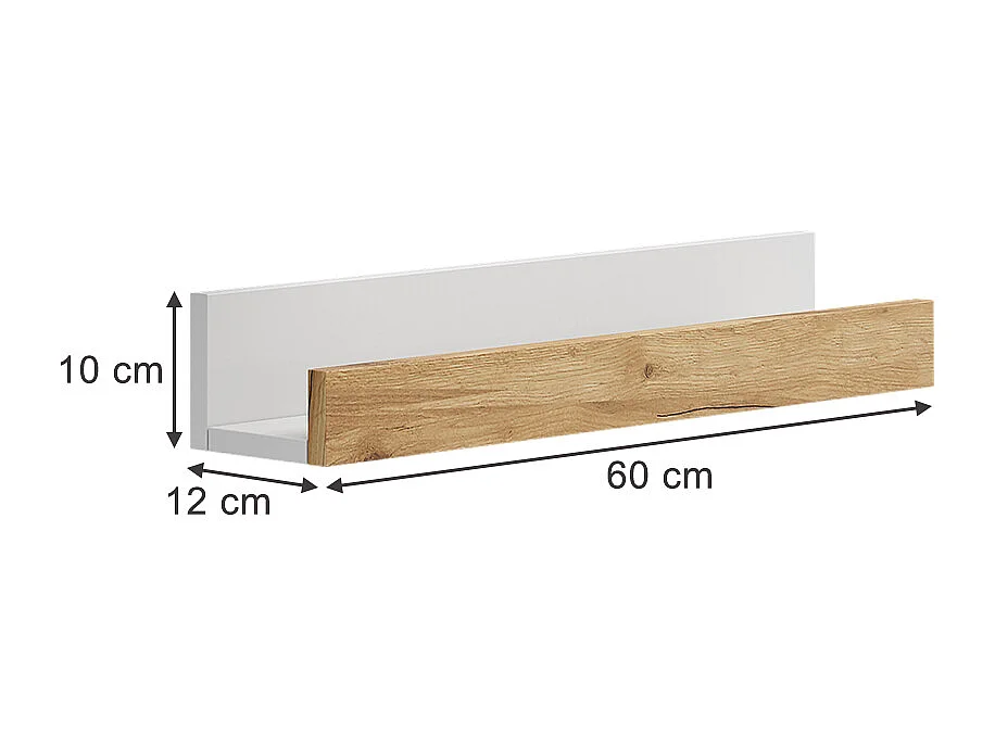 Étagère murale chêne blanc/force de lor 60x12x10 tomy