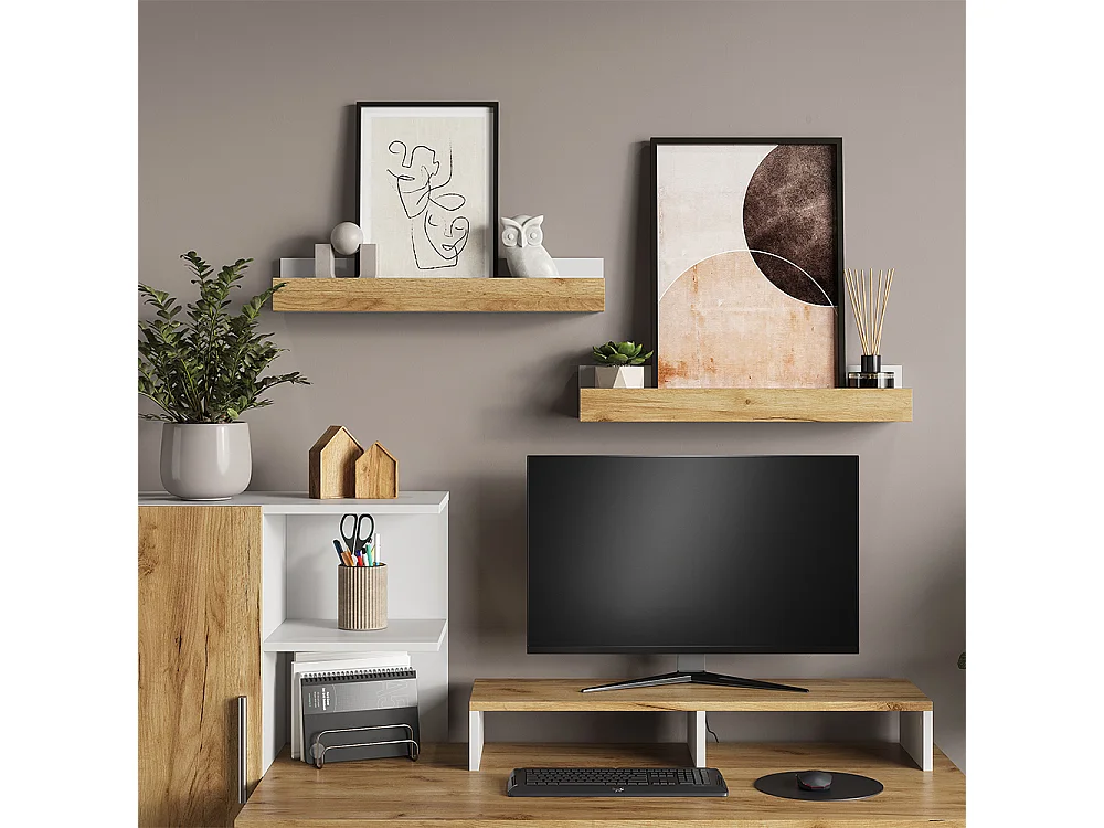 Étagère murale chêne blanc/force de lor 60x12x10 tomy