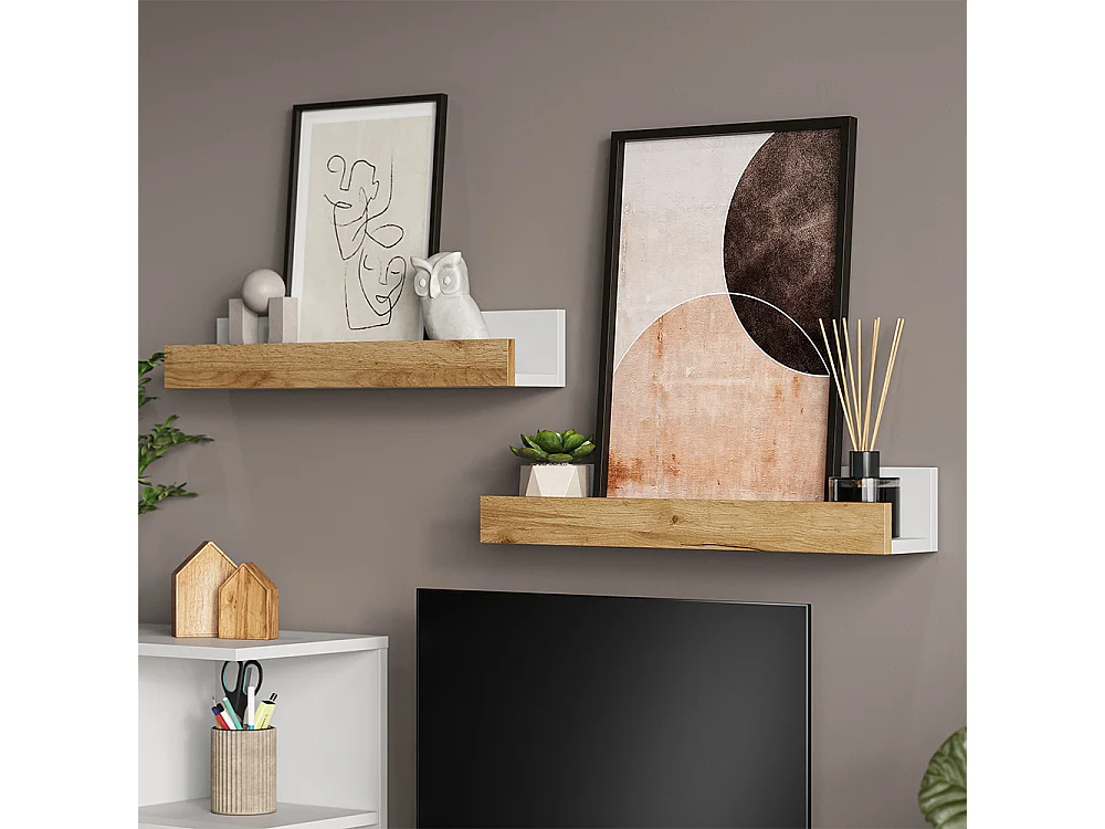 Étagère murale chêne blanc/force de lor 60x12x10 tomy