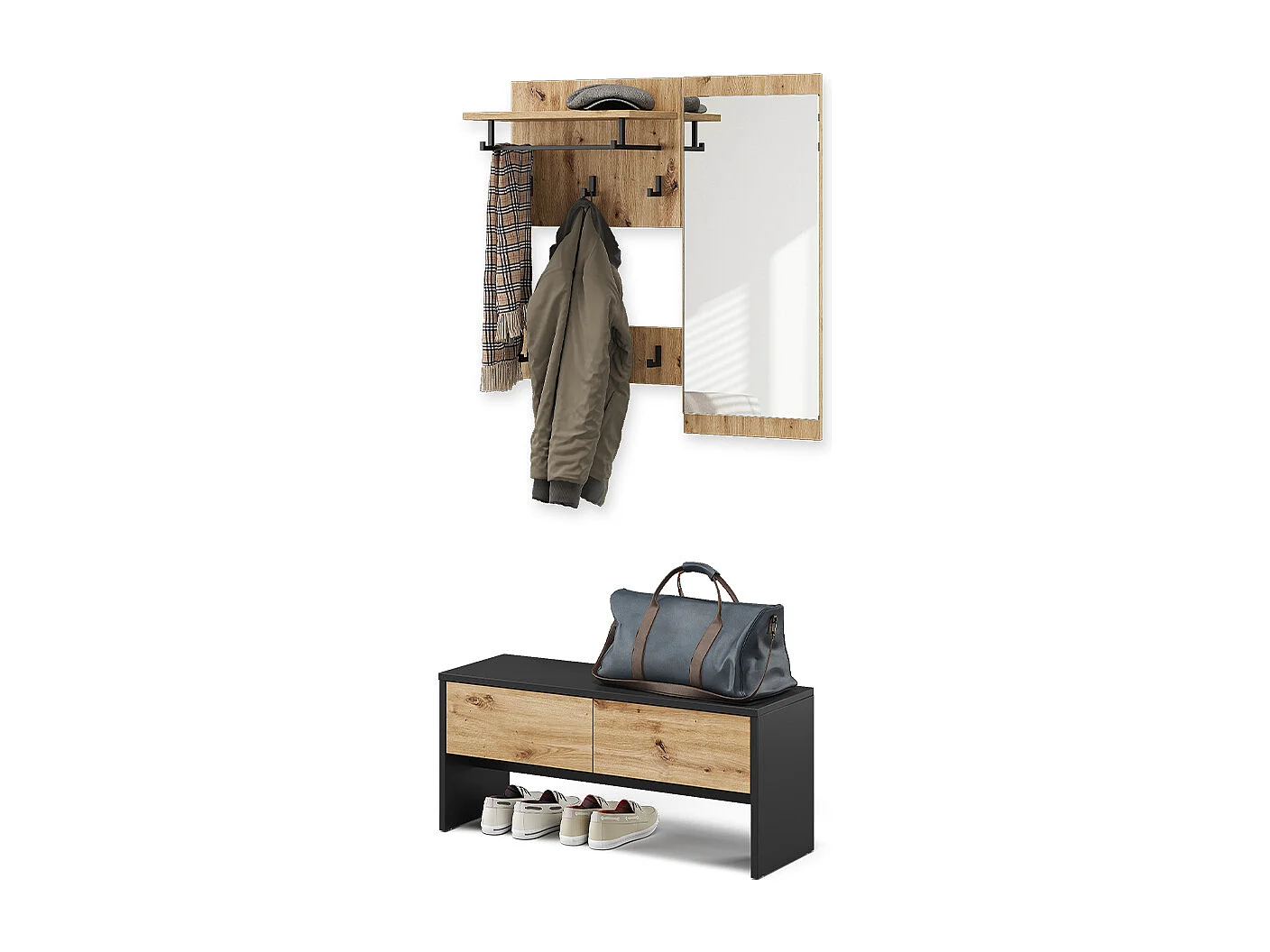 Garderobe anthrazit/artisan 90x30.1x40 selena