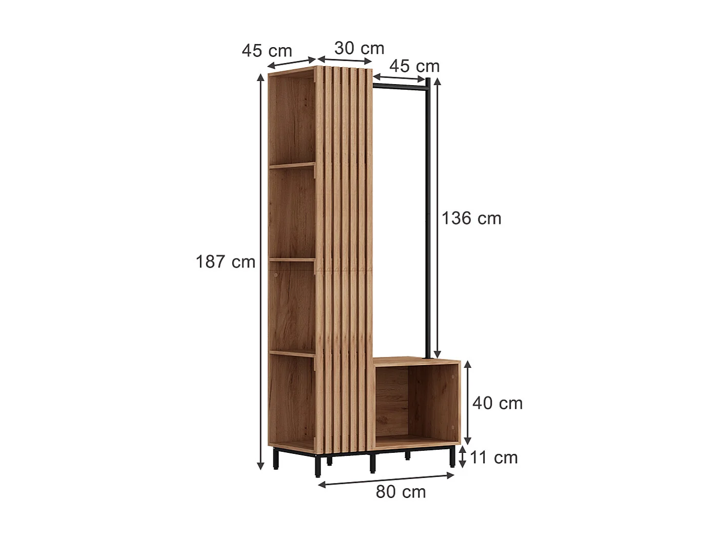 Garderobe dąb kraft złoty 80x45x187 zinto