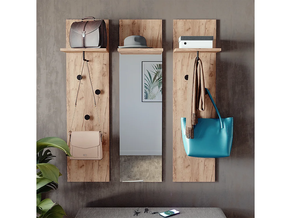 vestiaire mural  chêne de force doré 36x21.6x135 siri