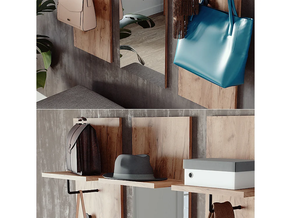 vestiaire mural  chêne de force doré 36x21.6x135 siri