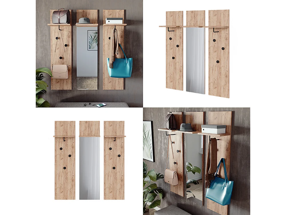 vestiaire mural  chêne de force doré 36x21.6x135 siri