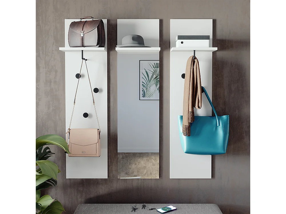 vestiaire mural  blanc 36x21.6x135 siri