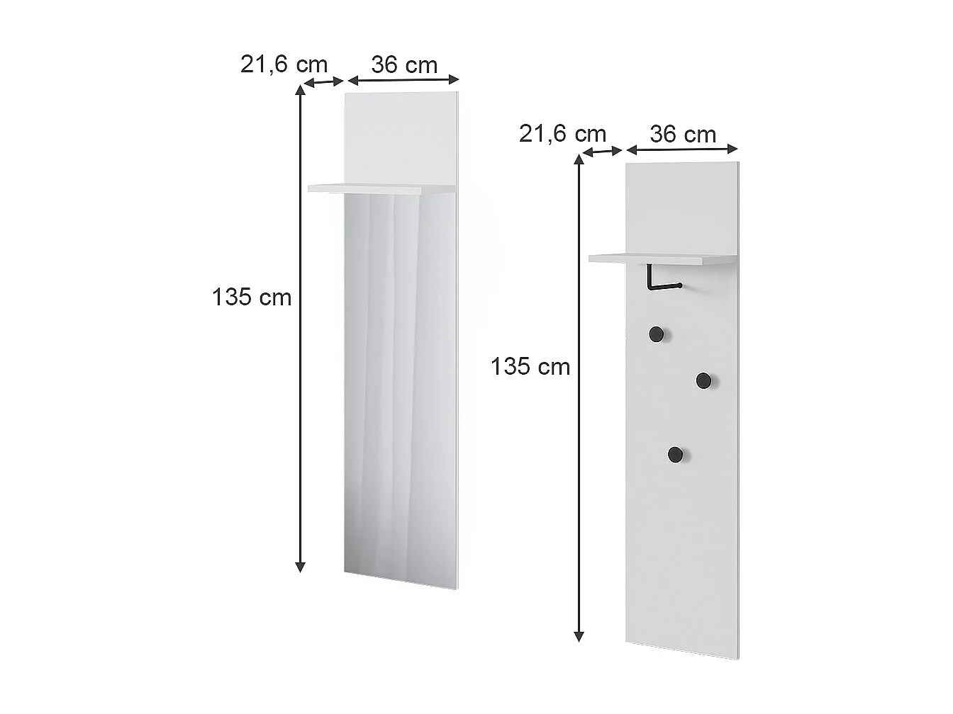 vestiaire mural  blanc 36x21.6x135 siri