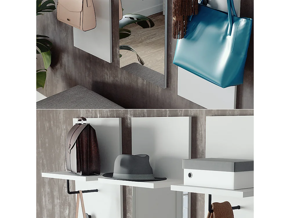 vestiaire mural  blanc 36x21.6x135 siri