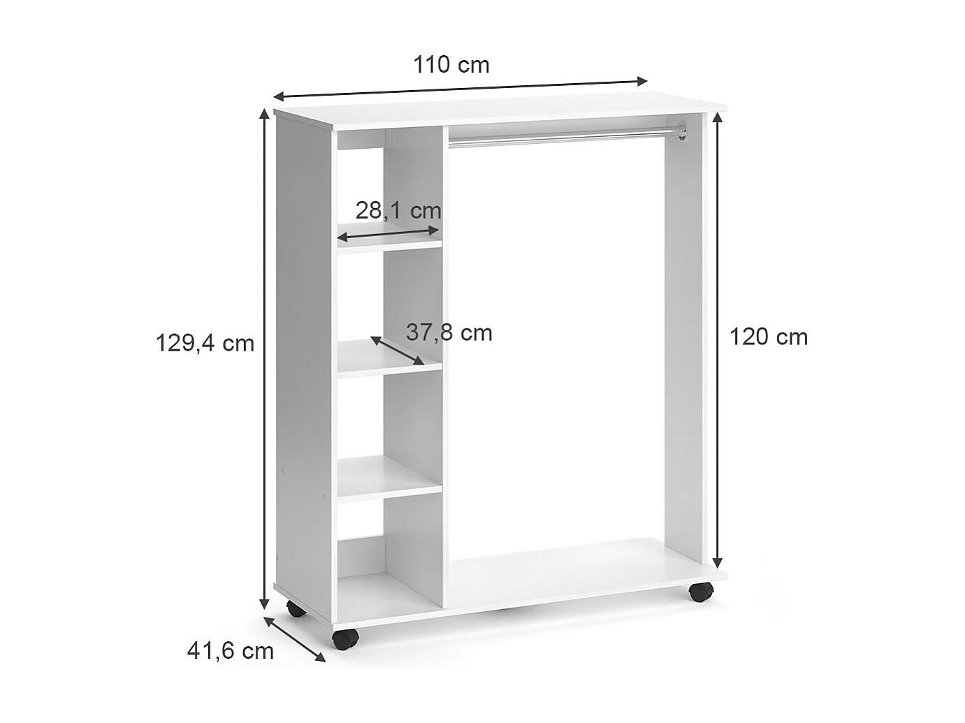 Wardrobe white 110x42x129.4 cosmo