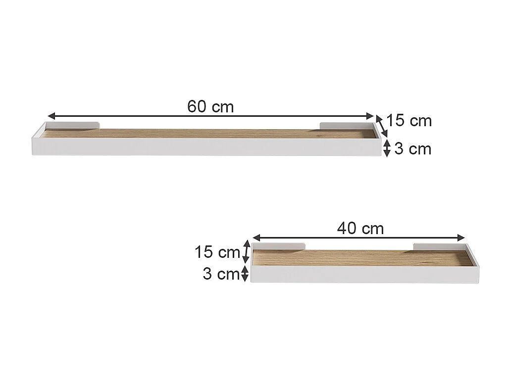 étagère murale chêne blanc/force de lor 60x15x3 erni