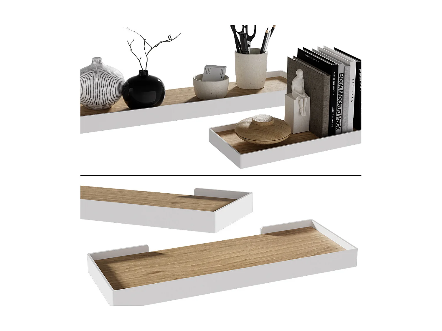 étagère murale chêne blanc/force de lor 60x15x3 erni