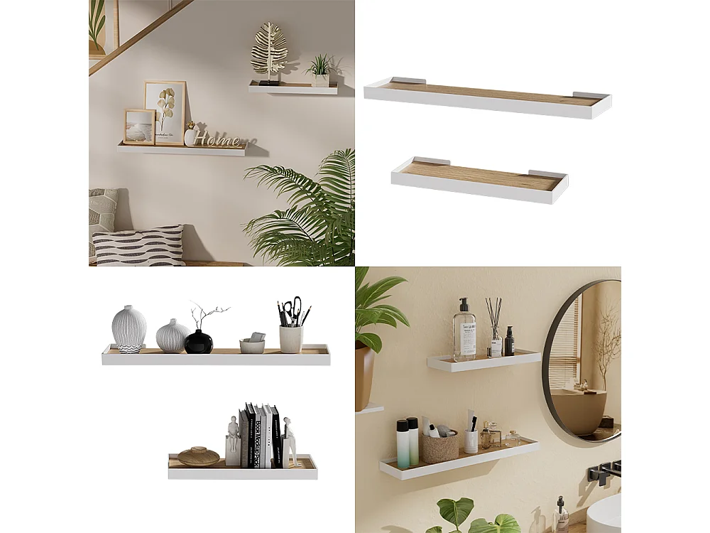 étagère murale chêne blanc/force de lor 60x15x3 erni