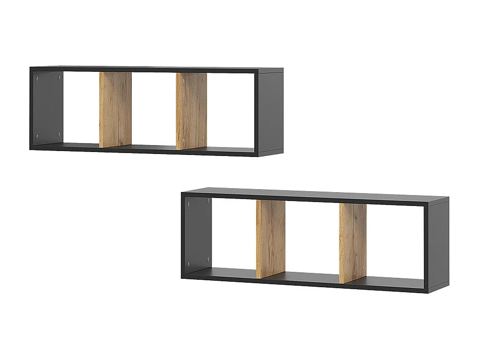 Étagère murale anthracite/chêne doré 90x22x30 tomy