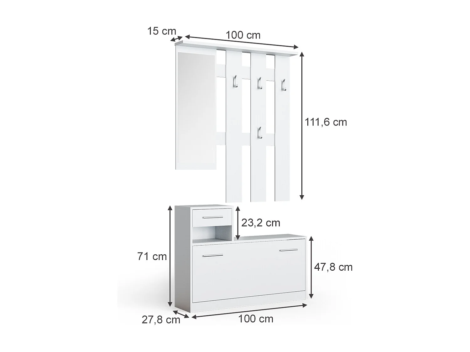 Vestiaire blanc 100x27.8x111.6 billy