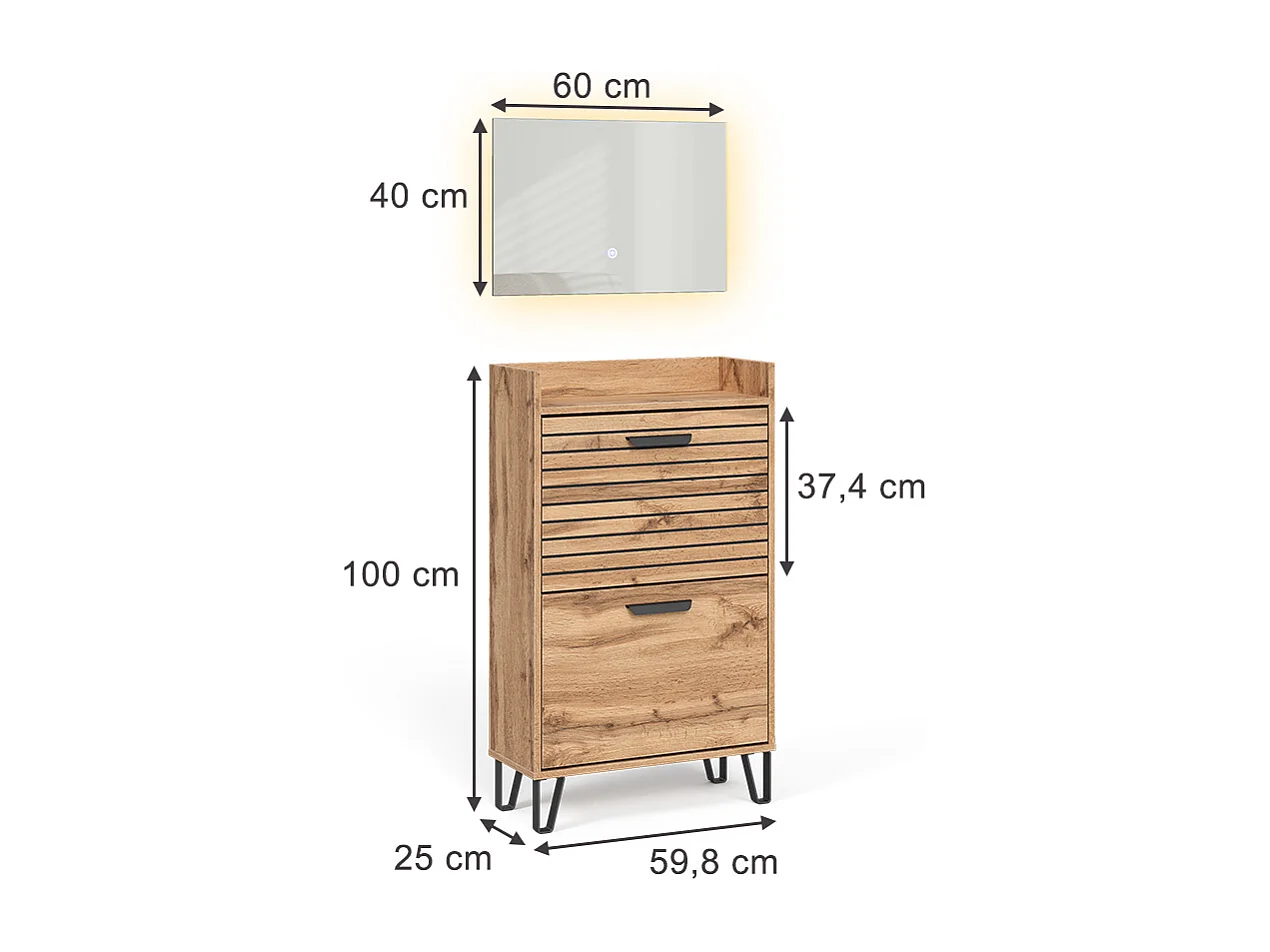 Wardrobe oak wotan 59.8x25x100 amber