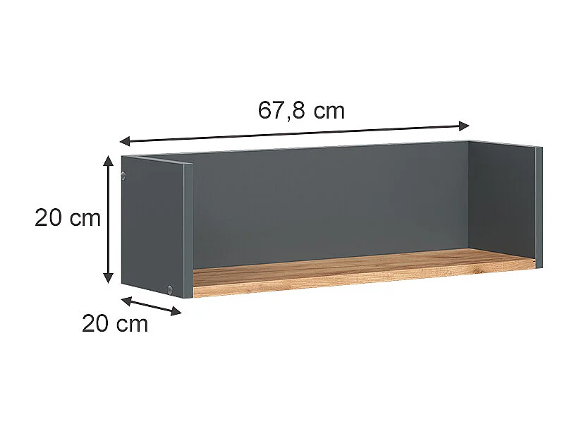 Étagère murale anthracite/chêne doré 67.8x20x20 viktor