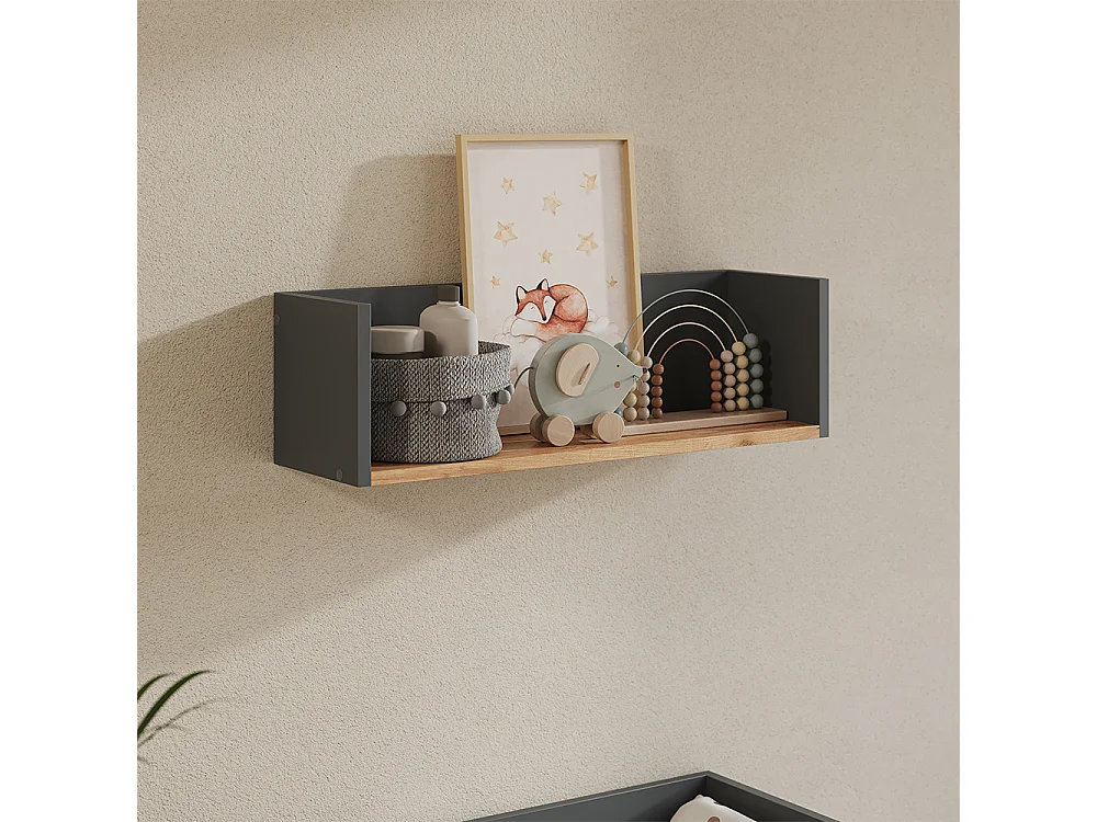 Étagère murale anthracite/chêne doré 67.8x20x20 viktor