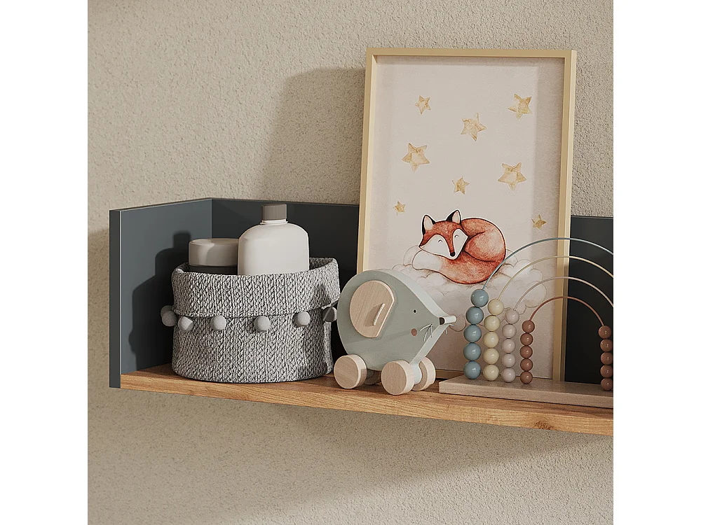 Étagère murale anthracite/chêne doré 67.8x20x20 viktor