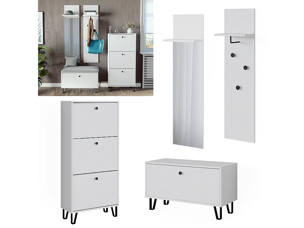 Set guardaroba  bianco 36x21.6x135 siri