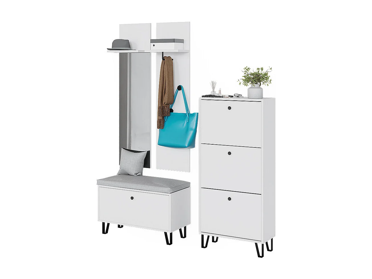 Set guardaroba  bianco 36x21.6x135 siri