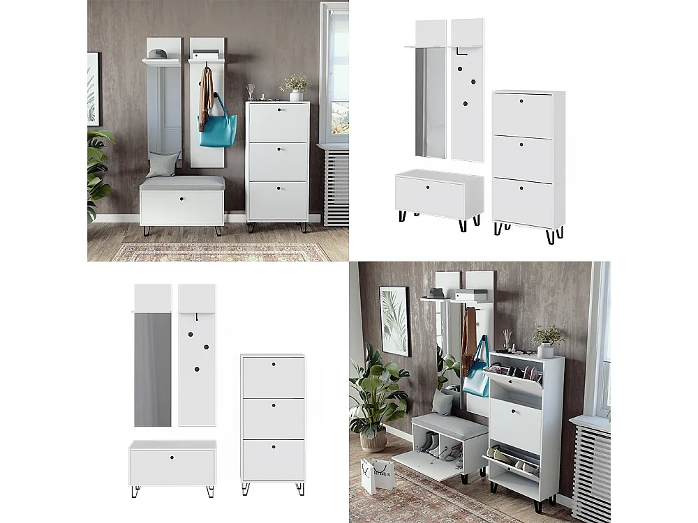 Ensemble de vestiaires  blanc 36x21.6x135 siri