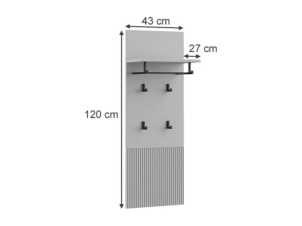 Wall coat rack grey 43x27x120 eliza