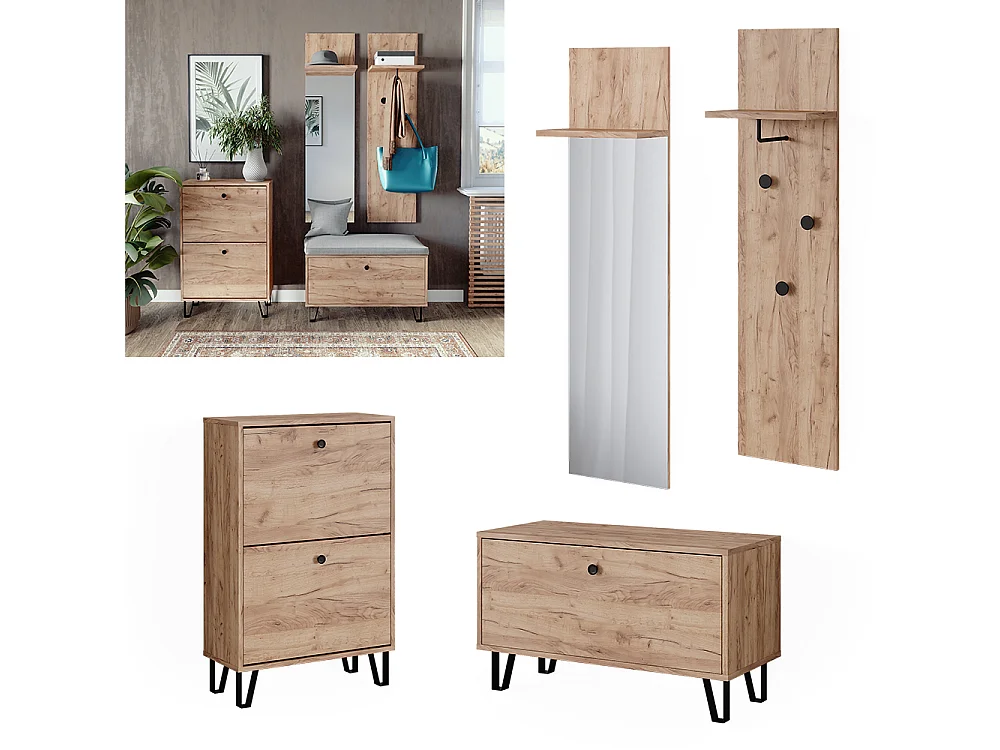 Ensemble de vestiaires  chêne de force doré 36x21.6x135 siri