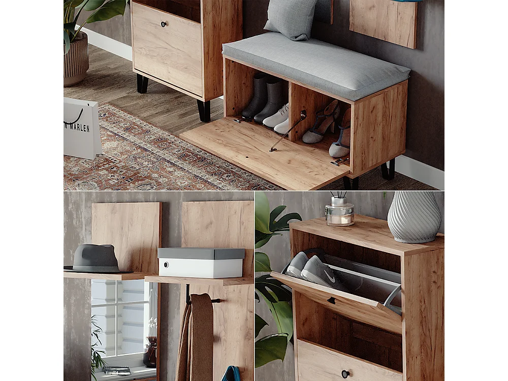 Ensemble de vestiaires  chêne de force doré 36x21.6x135 siri