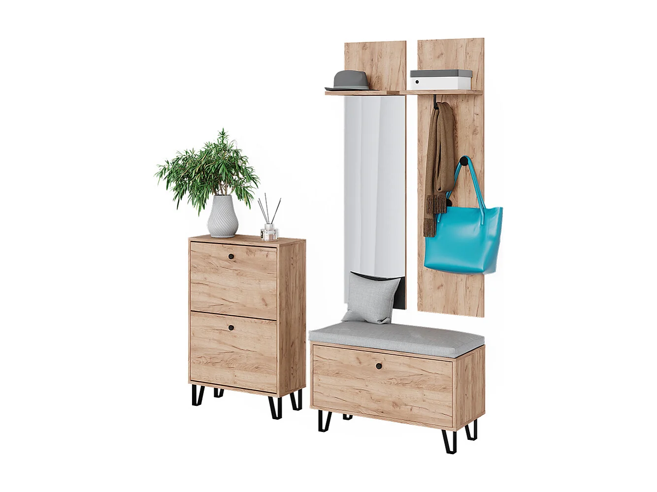 Ensemble de vestiaires  chêne de force doré 36x21.6x135 siri