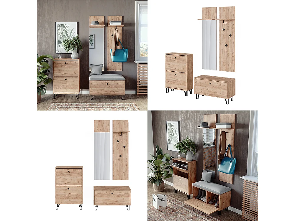 Ensemble de vestiaires  chêne de force doré 36x21.6x135 siri