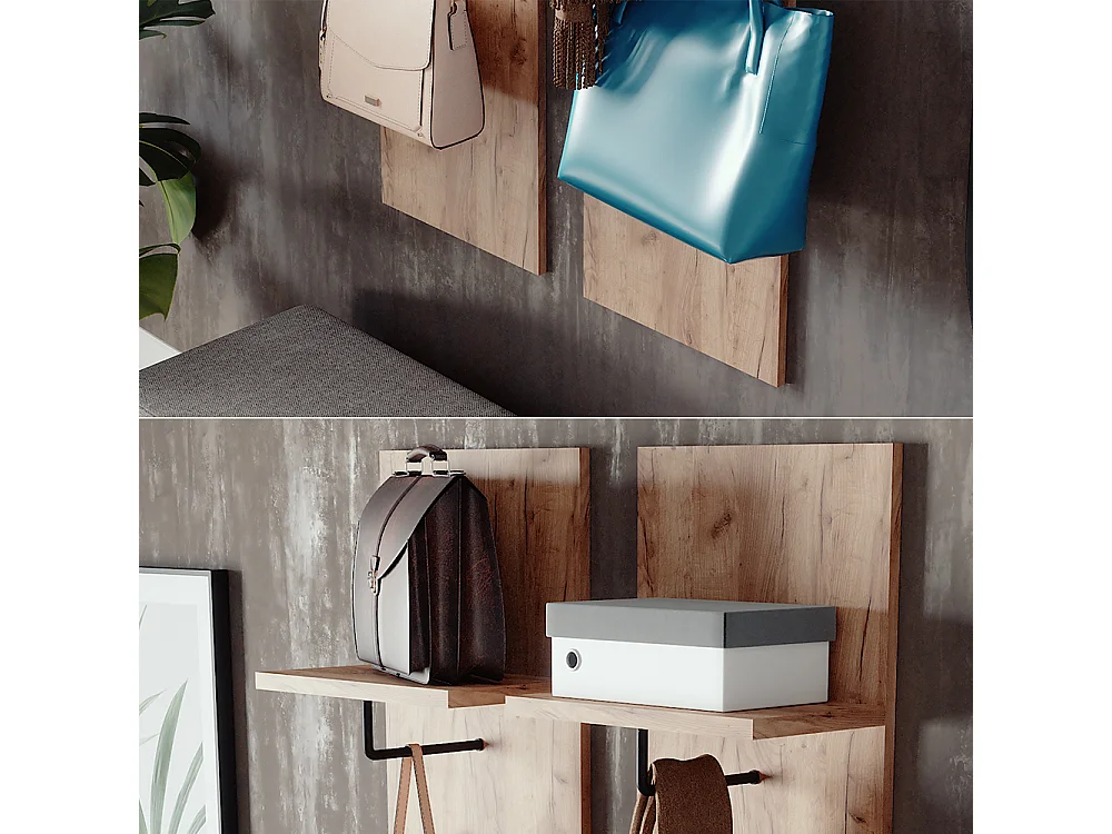 Vestiaire chêne de force doré 36x21.6x135 siri