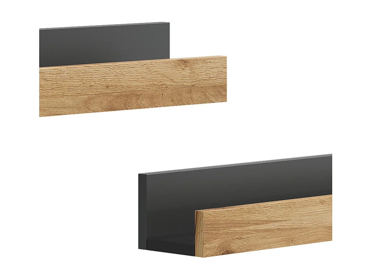 Étagère murale anthracite/chêne doré 60x12x10 tomy