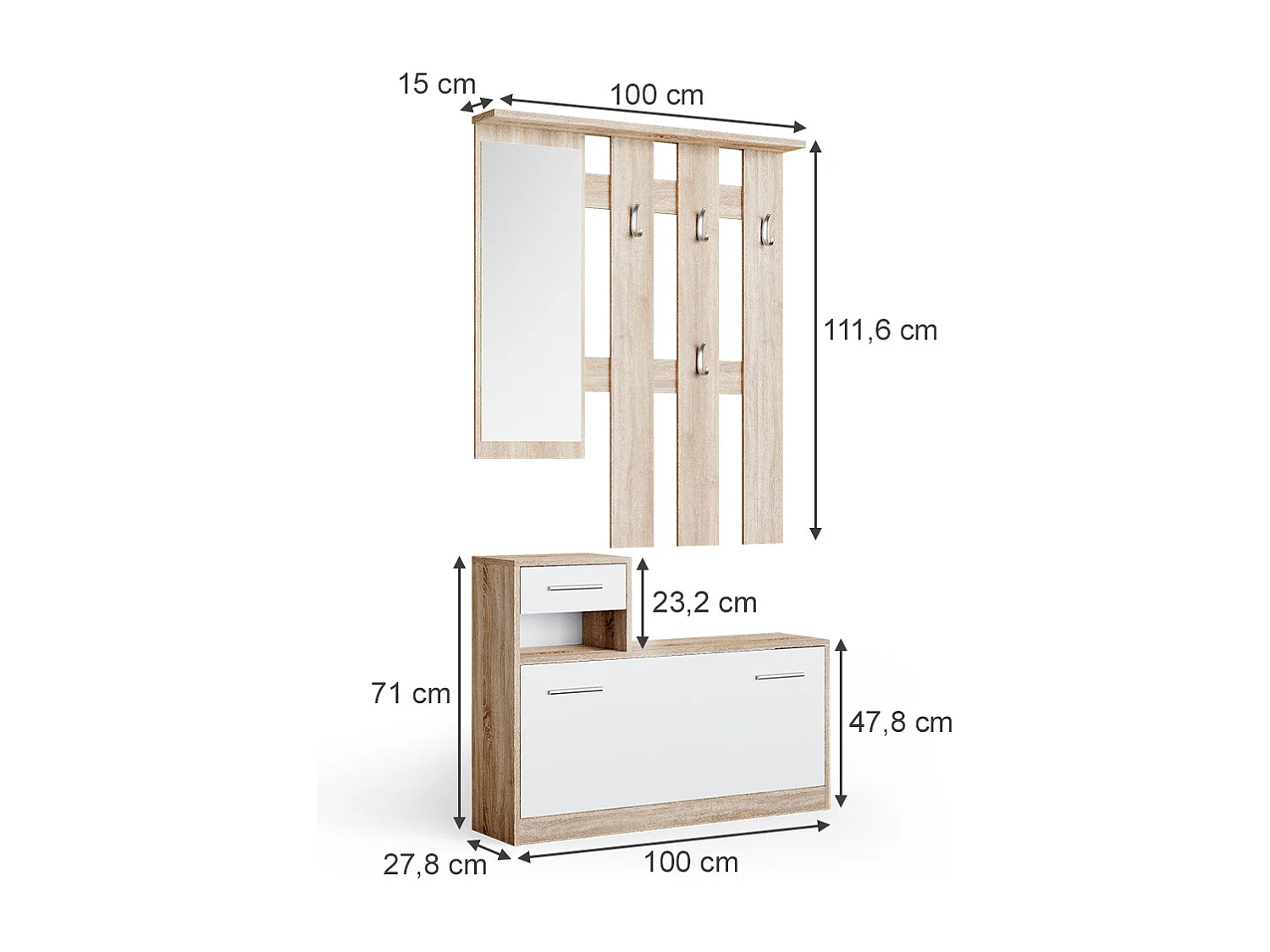 Vestiaire sonoma/blanc 100x27.8x111.6 billy