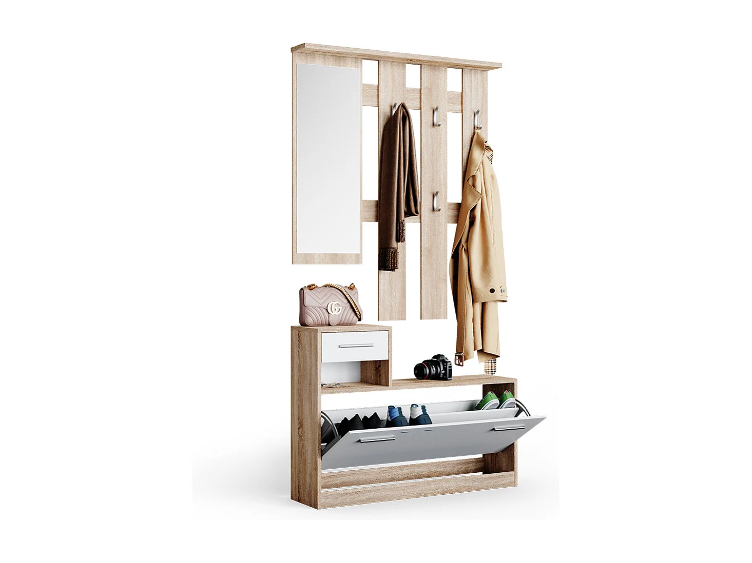 Vestiaire sonoma/blanc 100x27.8x111.6 billy