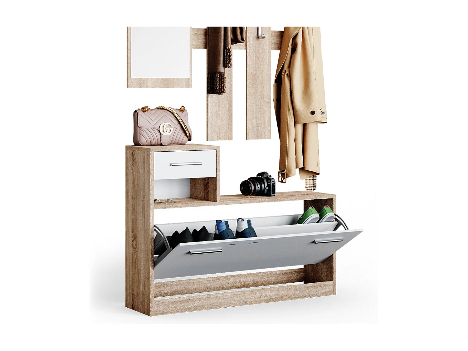 Vestiaire sonoma/blanc 100x27.8x111.6 billy