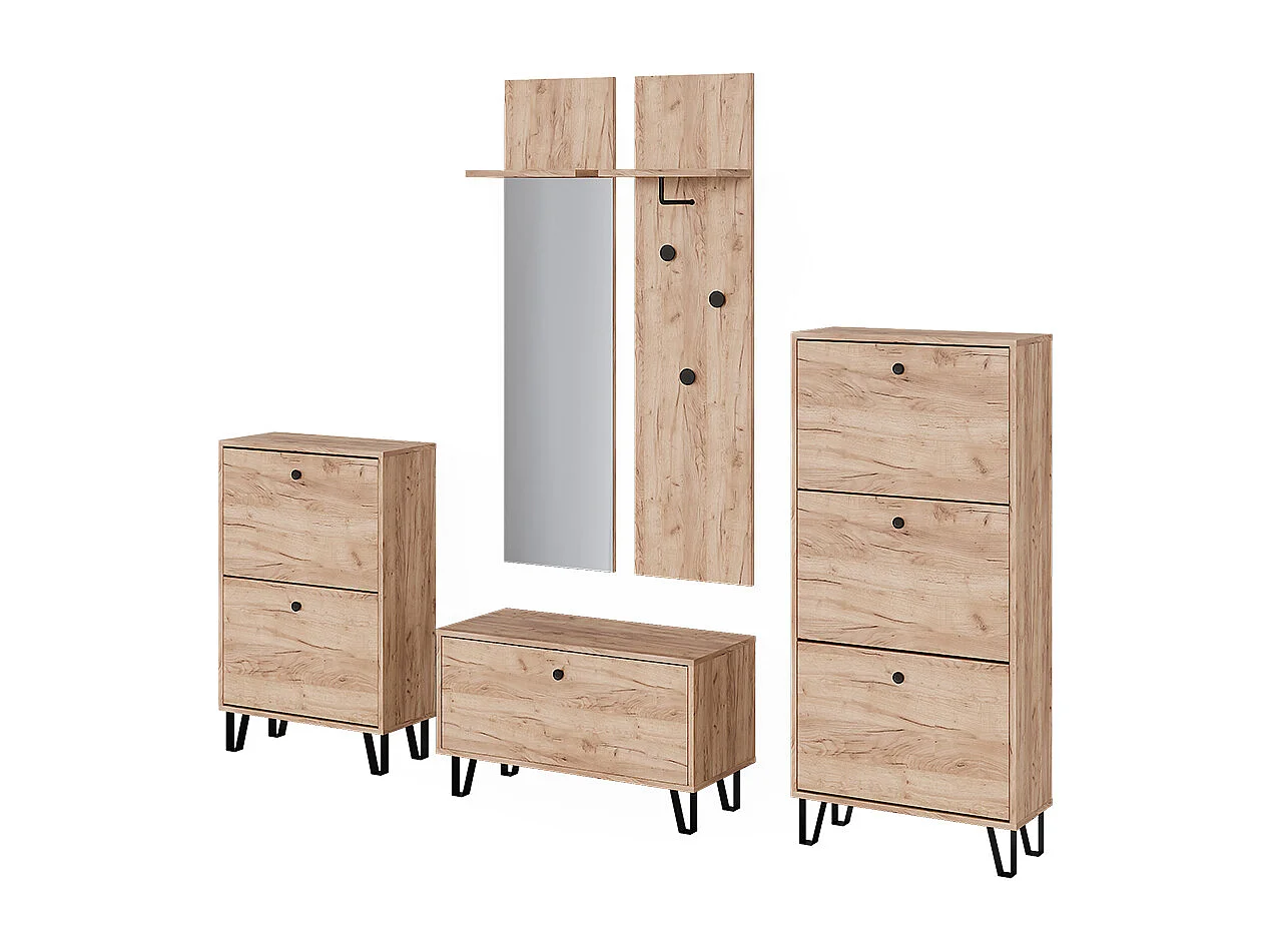 set de vestiaire chêne de force doré 36x21.6x135 siri