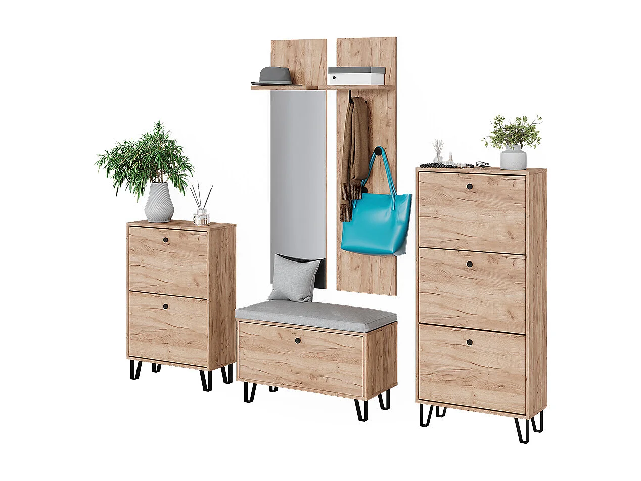 set de vestiaire chêne de force doré 36x21.6x135 siri