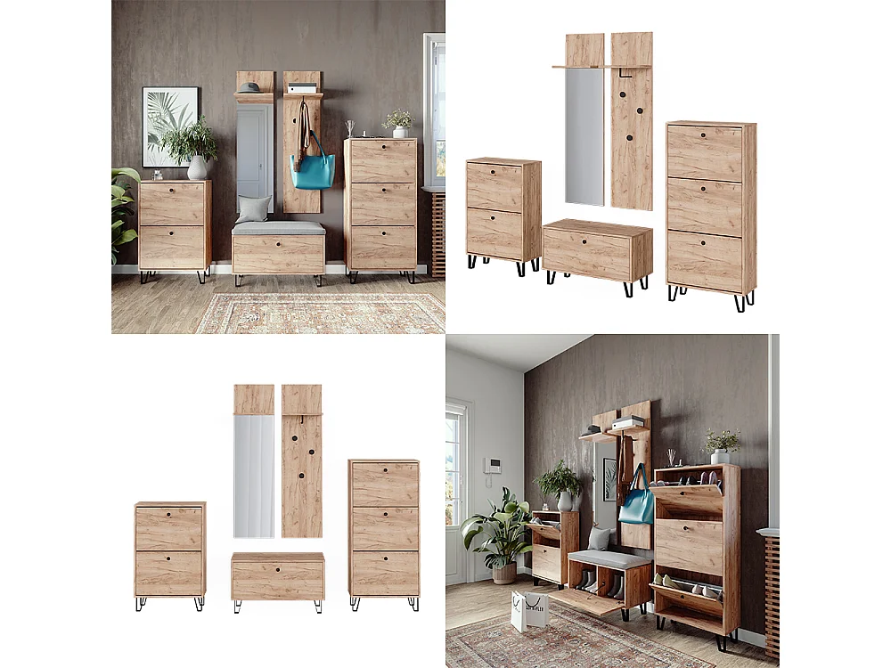 set de vestiaire chêne de force doré 36x21.6x135 siri