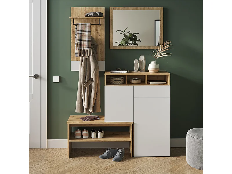 Wandgarderobe weiß/artisan 44x25.6x83 selena