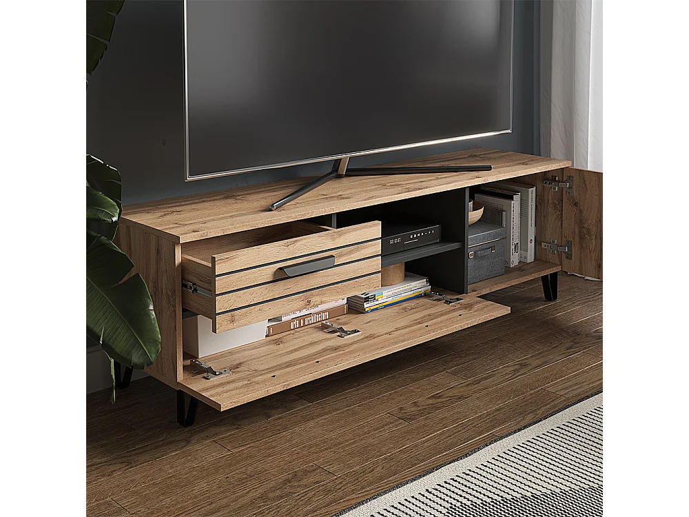 Meuble tv chêne 150x38x48.5 amber