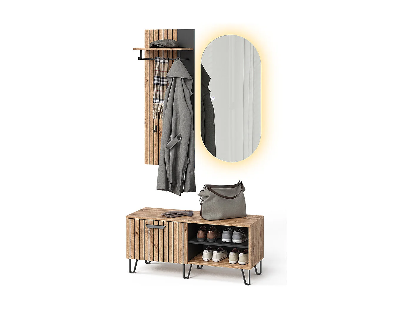 Armadio da ingresso quercia wotan 43x26.6x110 amber