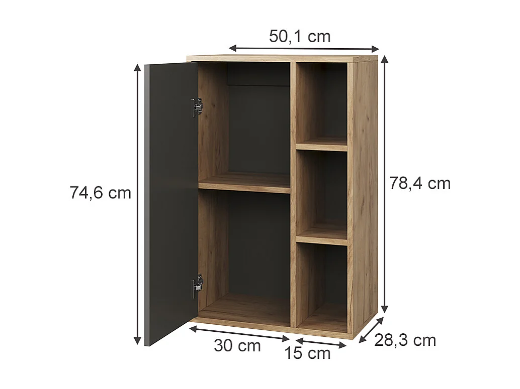 Etagère chêne doré/anthracite 50.1x28.3x78.4 berno