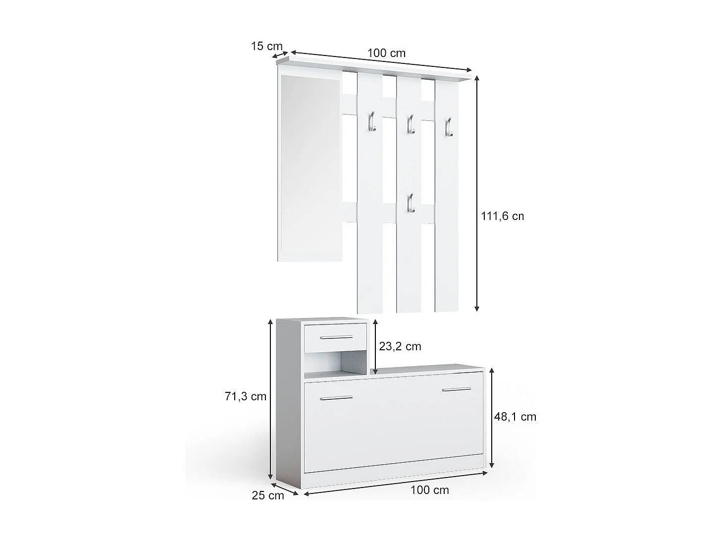 Vestiaire blanc 25x100x191 billy