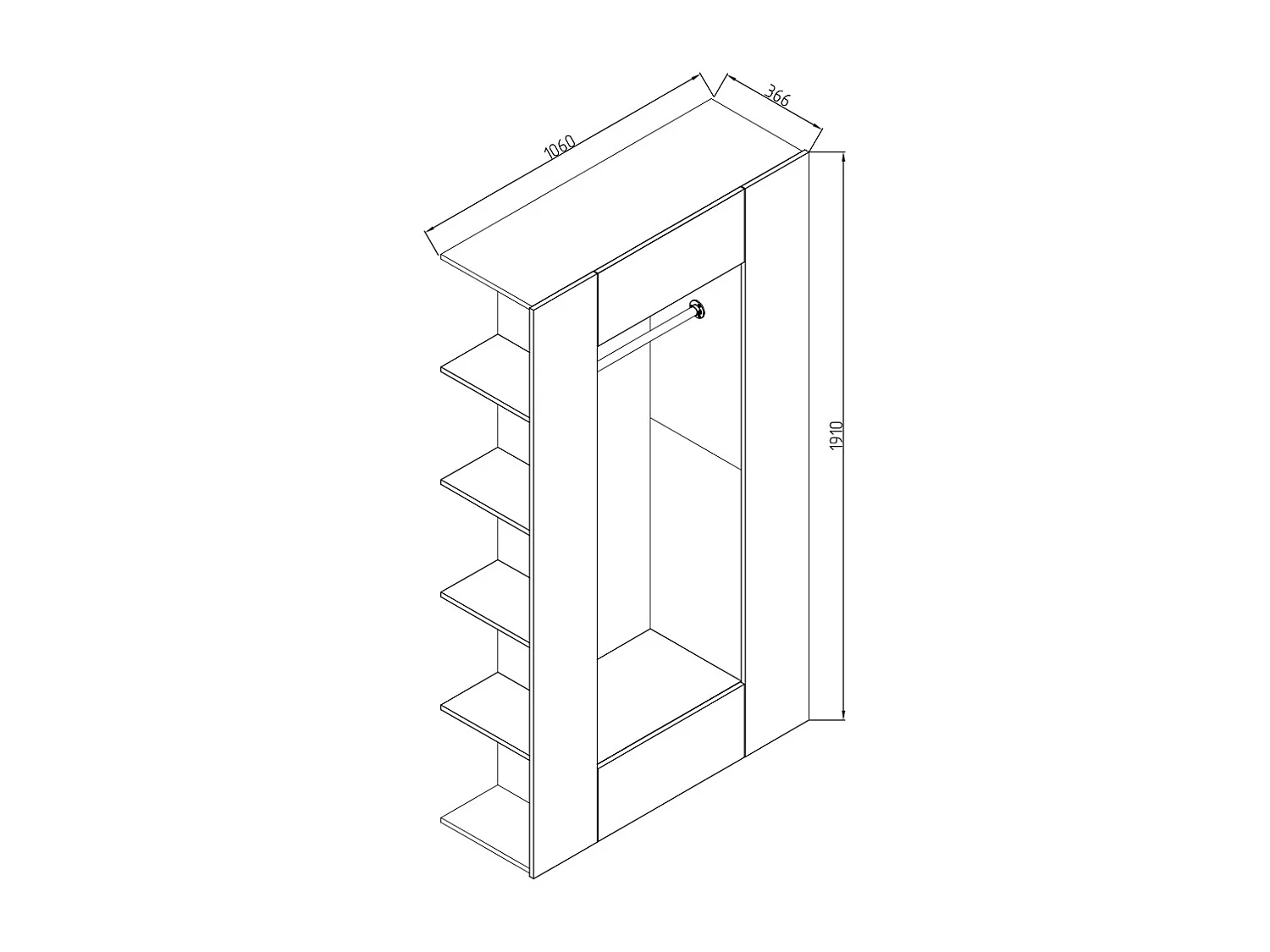 Vestiaire blanc 36.6x106x191 mats