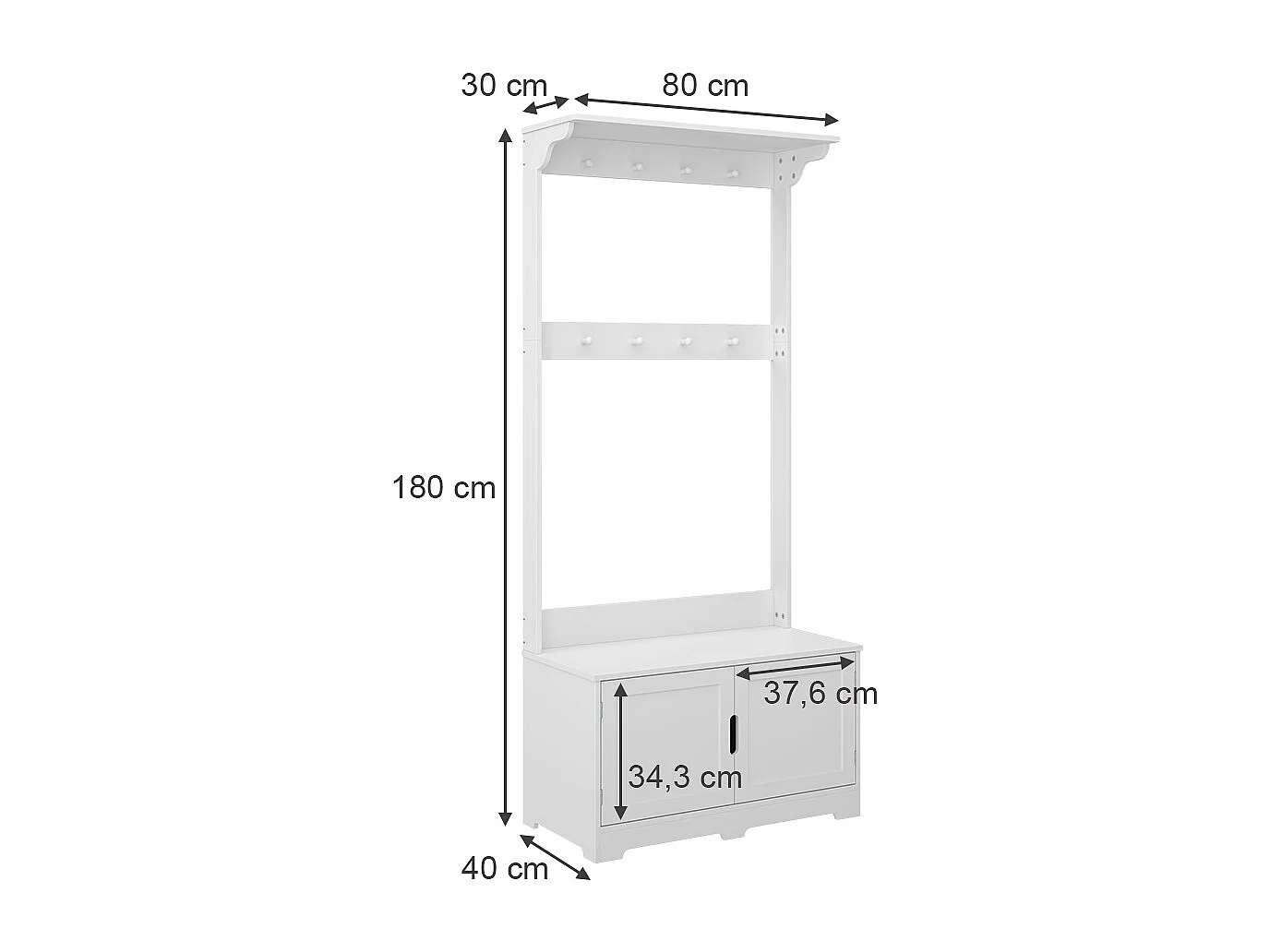 Coat rack white 80x40x180 lysa