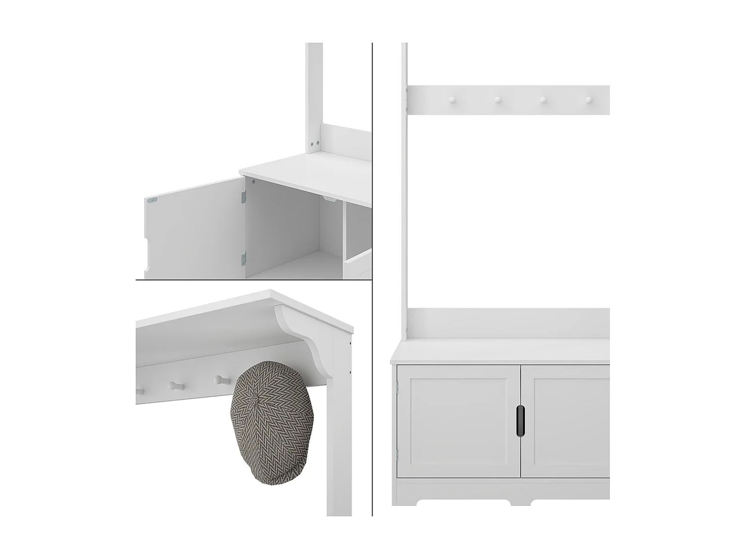 Coat rack white 80x40x180 lysa