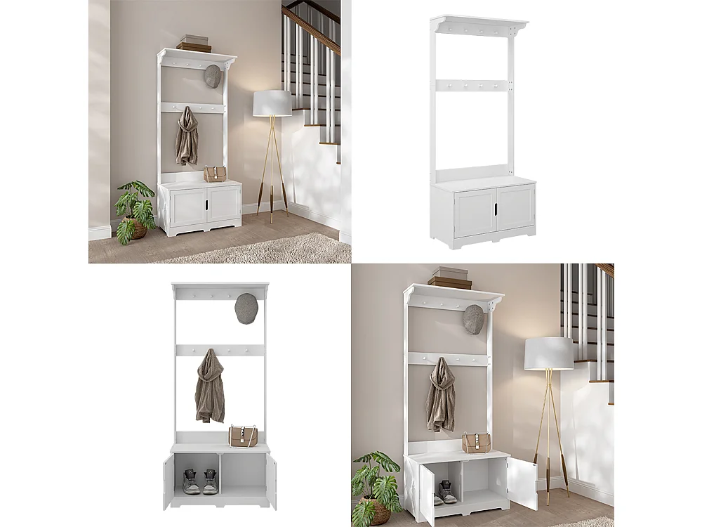 Coat rack white 80x40x180 lysa
