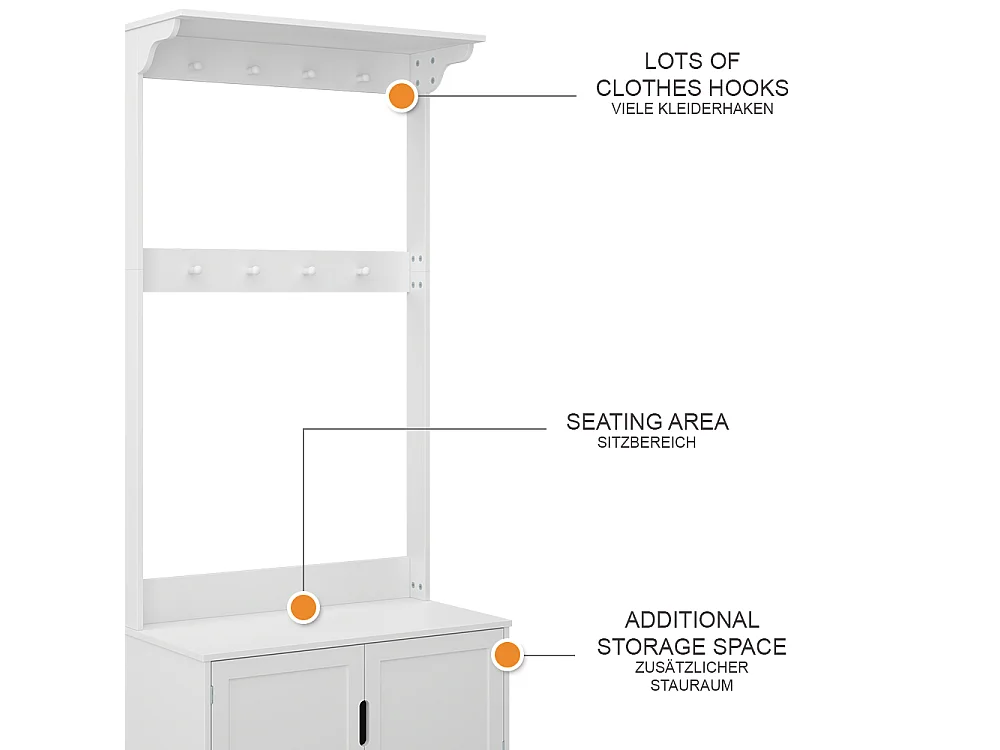 Coat rack white 80x40x180 lysa